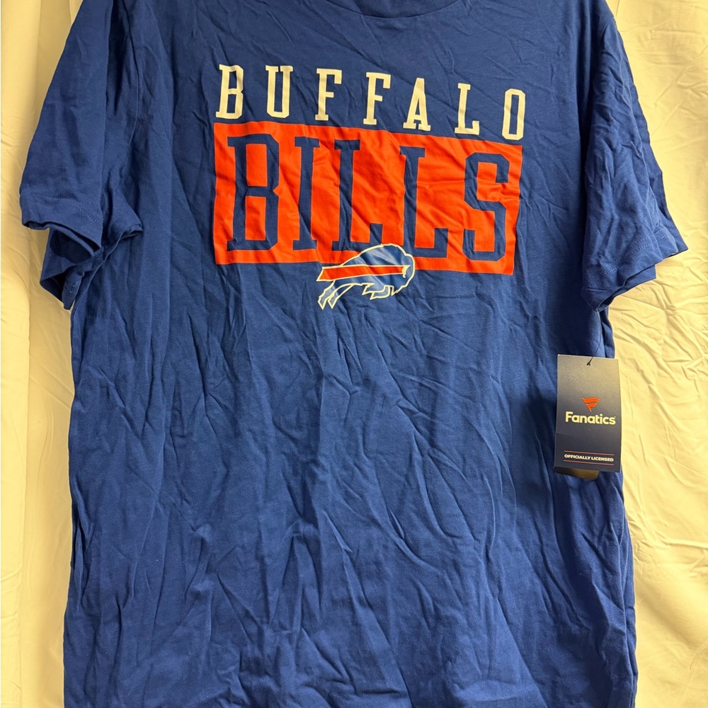 BUFFALO BILLS Fanatics Navy Blue T-Shirt. Size XL